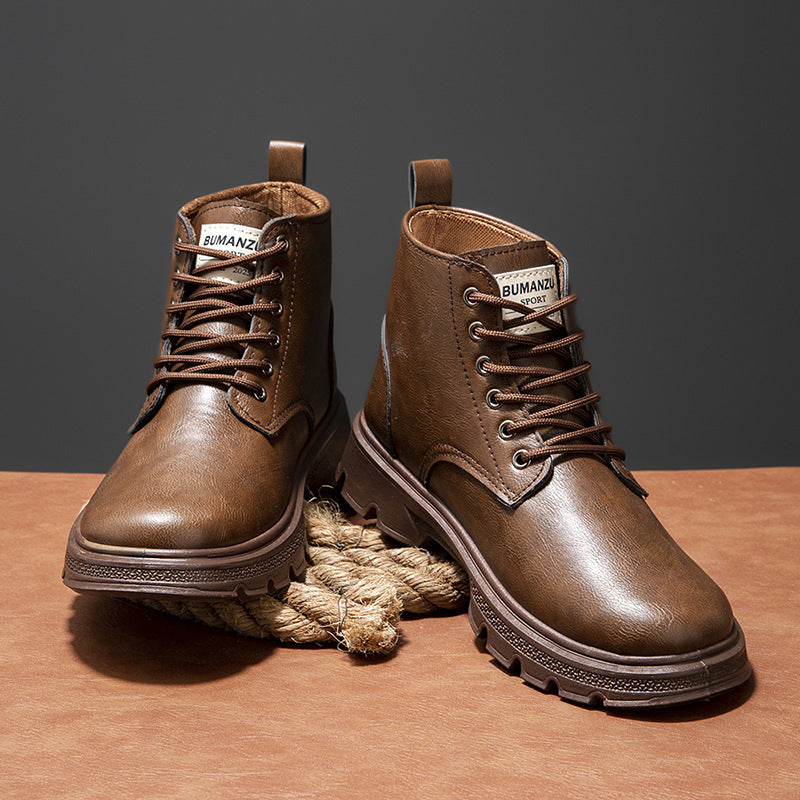 Men's ankle boots made of genuine cowhide leather, lined