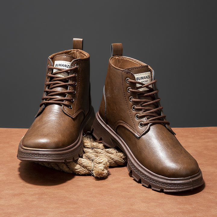 Men's ankle boots made of genuine cowhide leather, lined