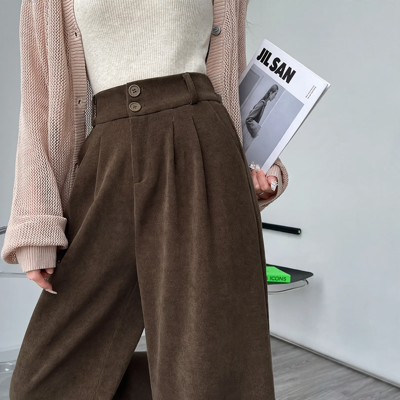 Ladies corduroy pants, wide cut, various lengths