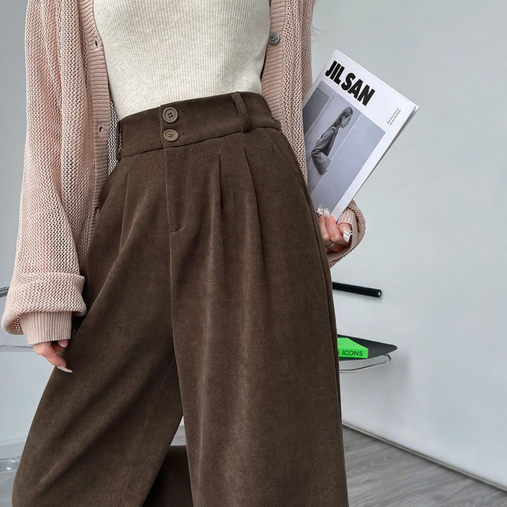 Ladies corduroy pants, wide cut, various lengths