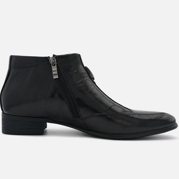Men's Chelsea boots made of leather, pointed toe, with zipper