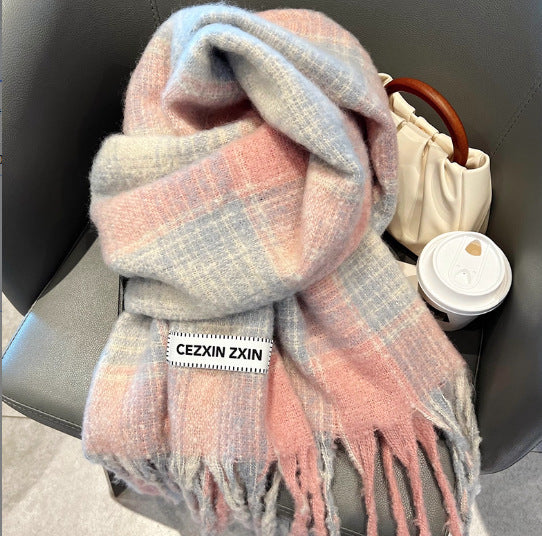 Checked scarf with gradient