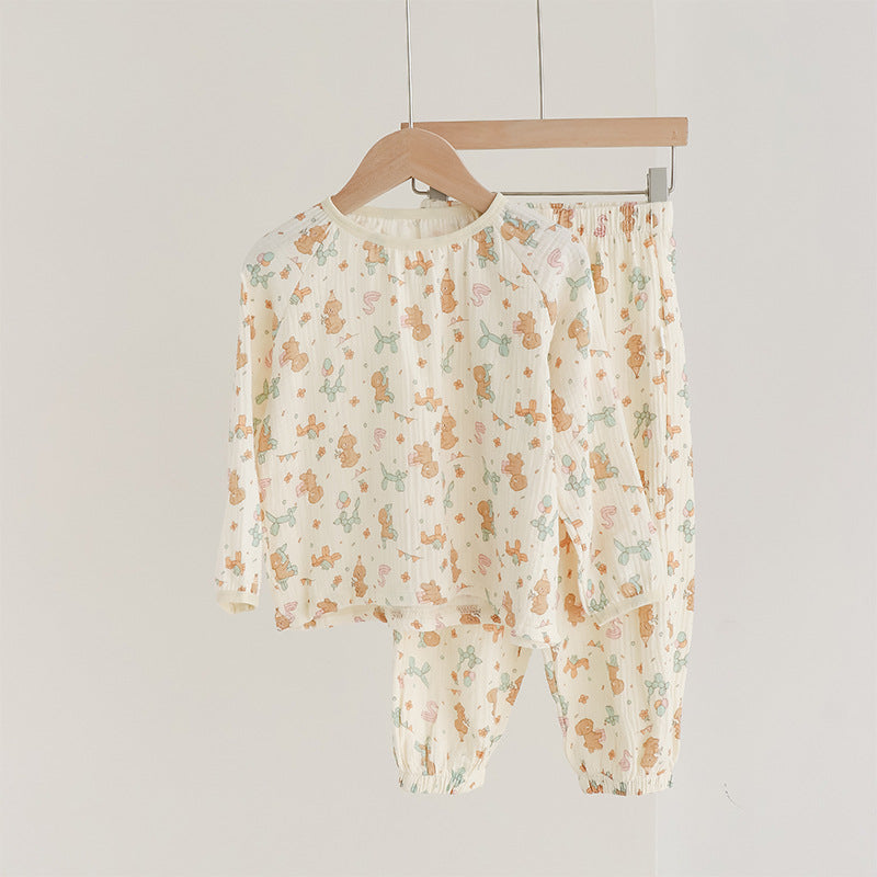 Children's house suit, cotton muslin, long-sleeved