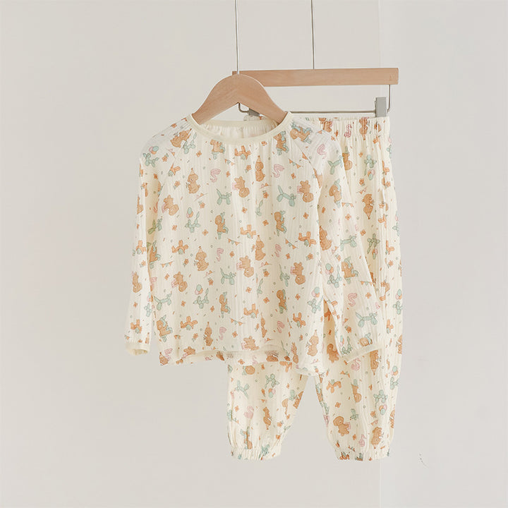 Children's house suit, cotton muslin, long-sleeved