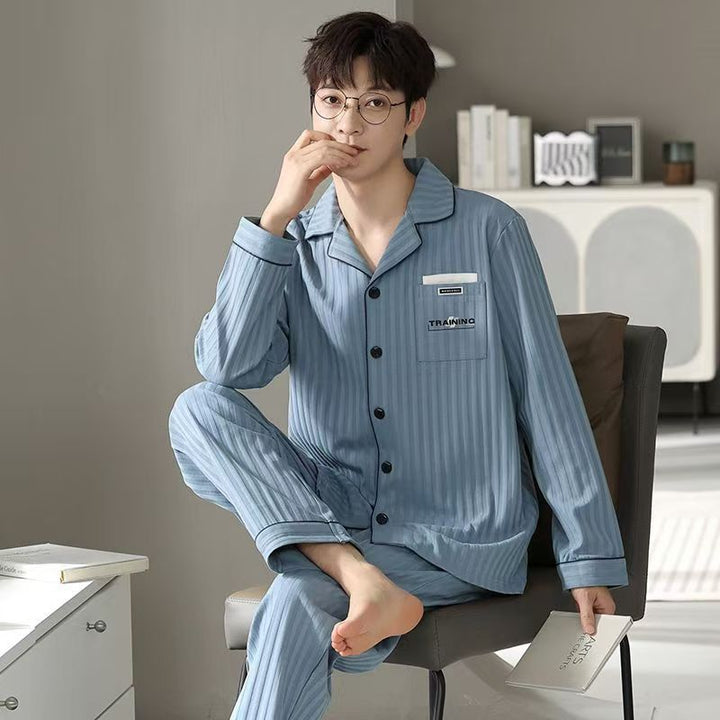 Men's pajamas made of 100% cotton, long-sleeved