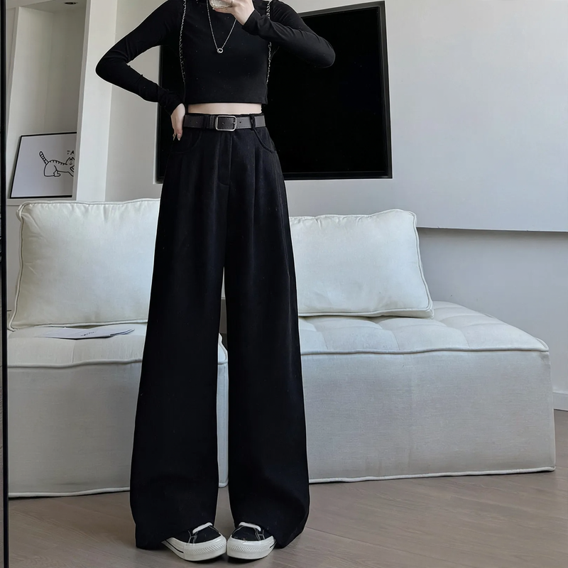 Corduroy suit pants, straight cut