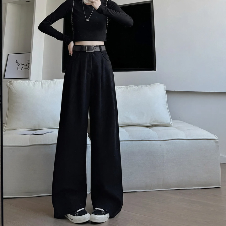 Corduroy suit pants, straight cut