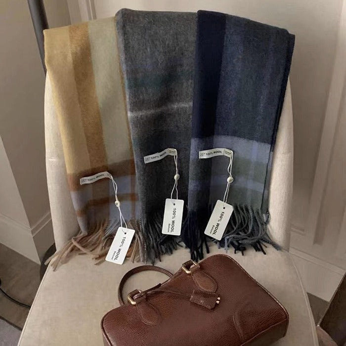 Checked wool scarf, 100% wool
