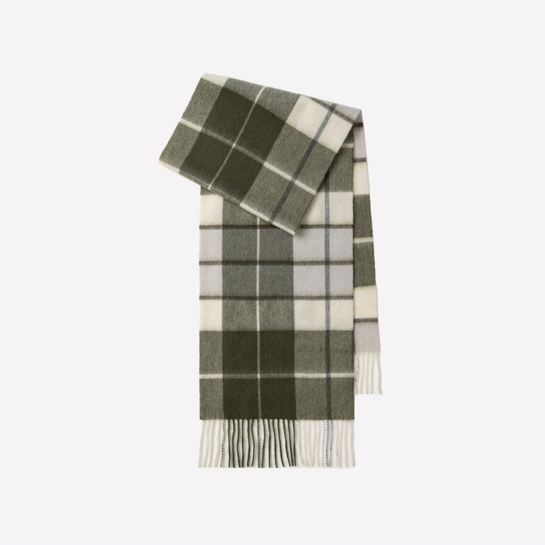 British wool scarf with fringes, checkered