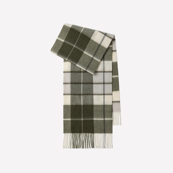 British wool scarf with fringes, checkered