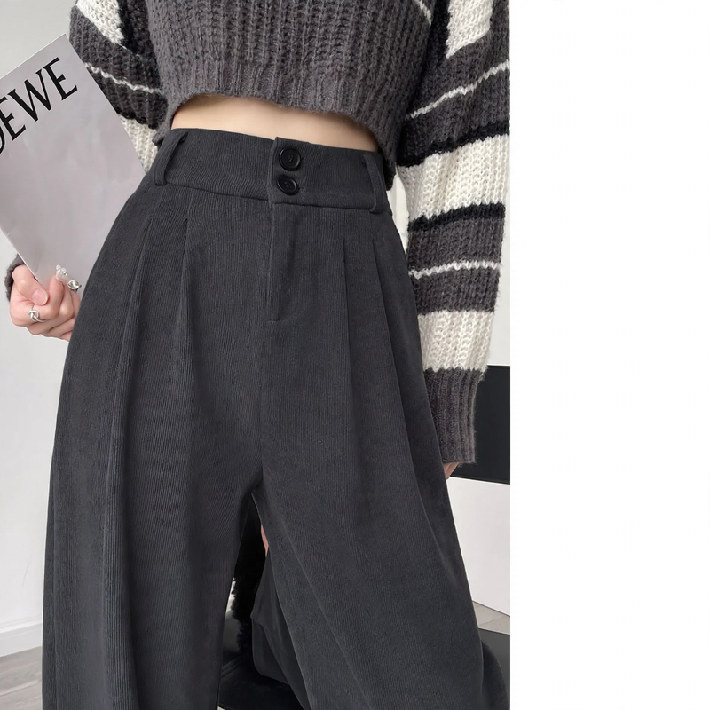 Cord suit trousers for women, lined, straight cut