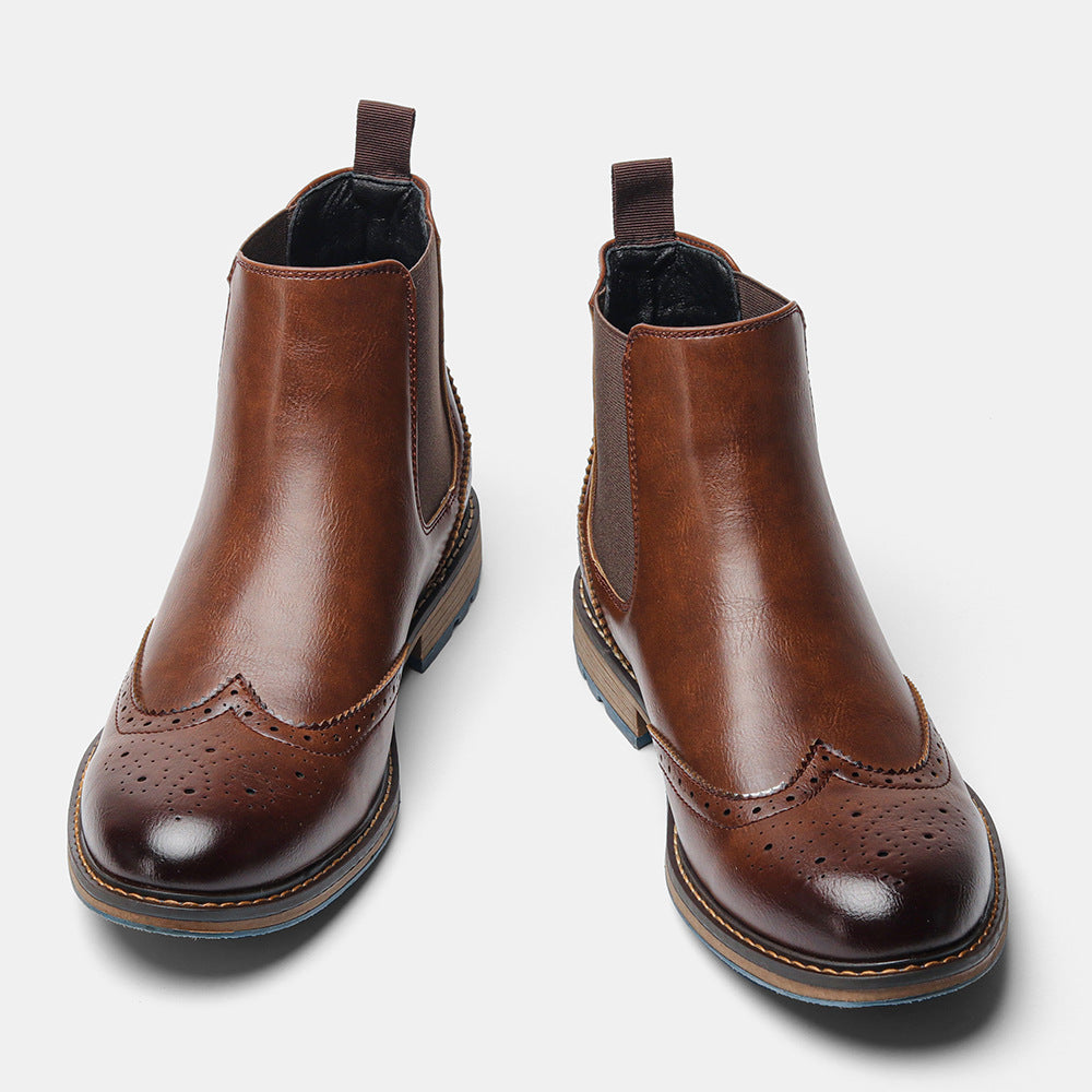Men's Chelsea Boots, Brogue Design, Breathable