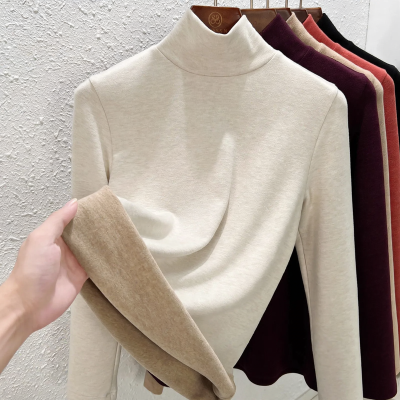 Women's thermal undershirt, high collar, lined