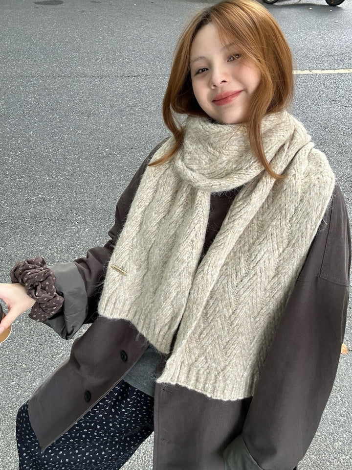 Alpaca wool knitted scarf, 24x165 cm