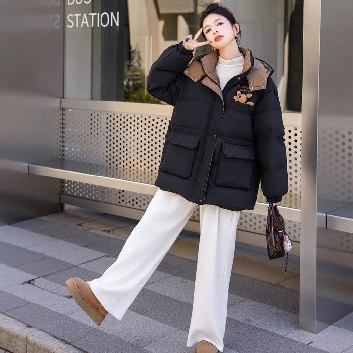 Mid-length women's down coat in plus size