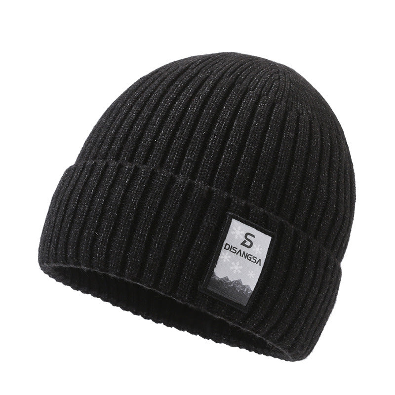 Men's knitted hat, lined, windproof, for winter