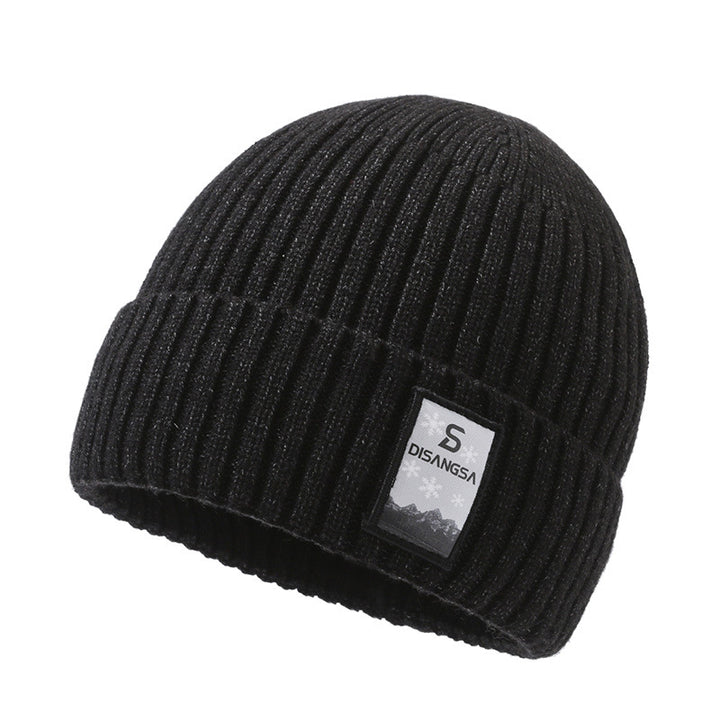 Men's knitted hat, lined, windproof, for winter