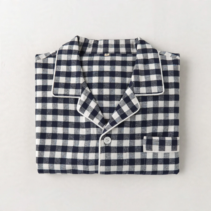 Pair flannel pajamas, checked