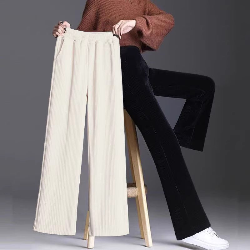 Fleece-lined corduroy pants for women