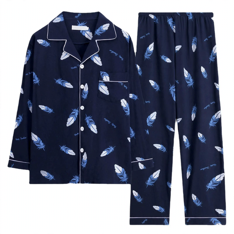 Men's Pajama Set, Cotton, Long Sleeve, Checked