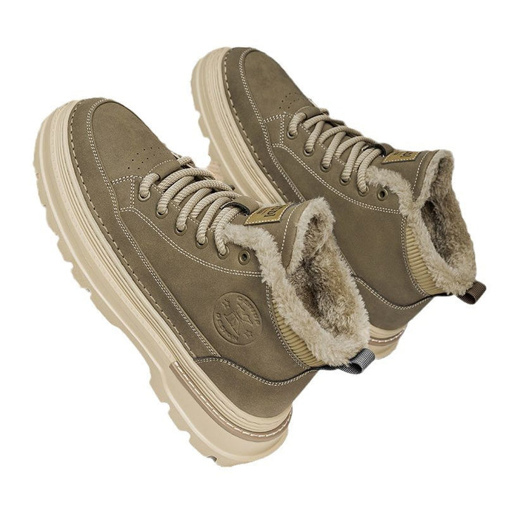 Padded men's boots, high-top, synthetic PU, winter