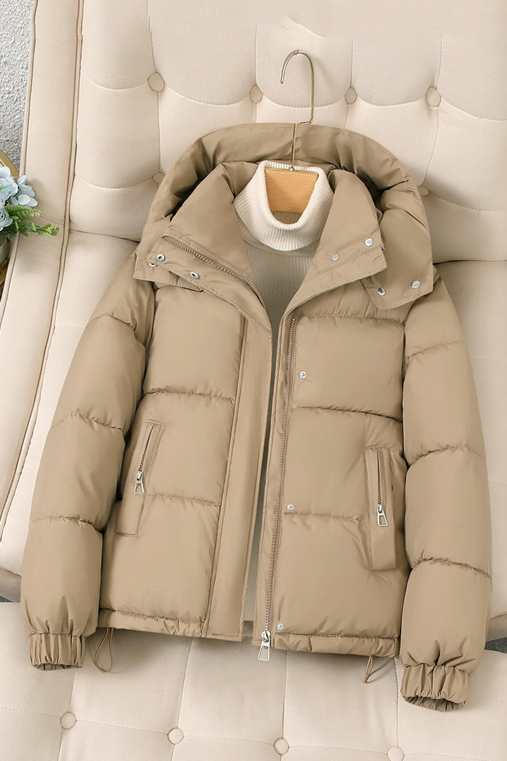Women's padded jacket, short, with hood, plus sizes