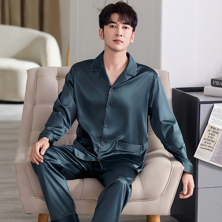 Light men's pajamas made of ice silk, breathable