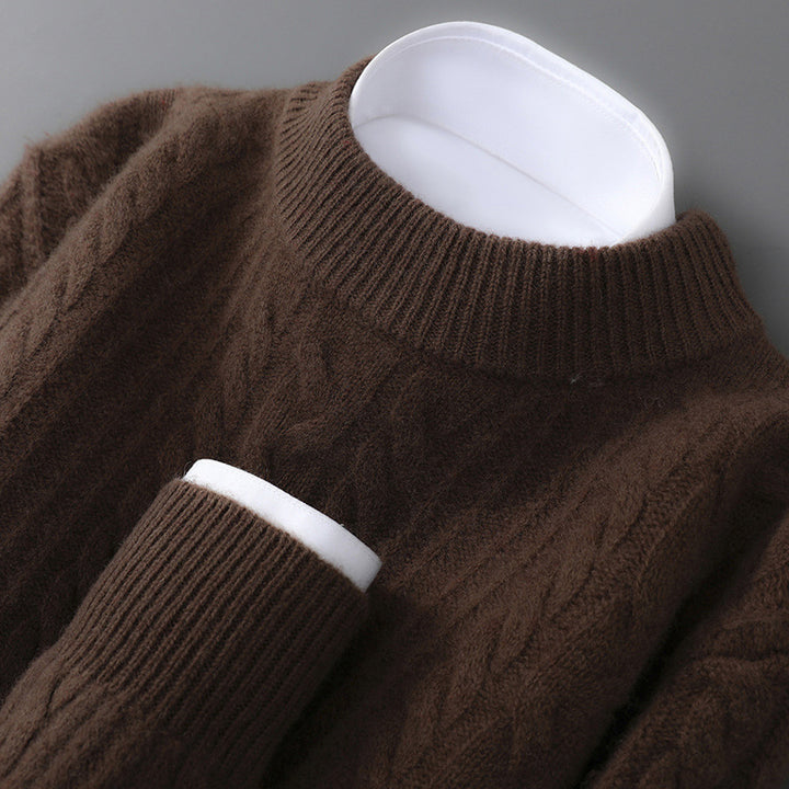 Men's Wool Sweater, 100% Wool, Stand Collar, Loose
