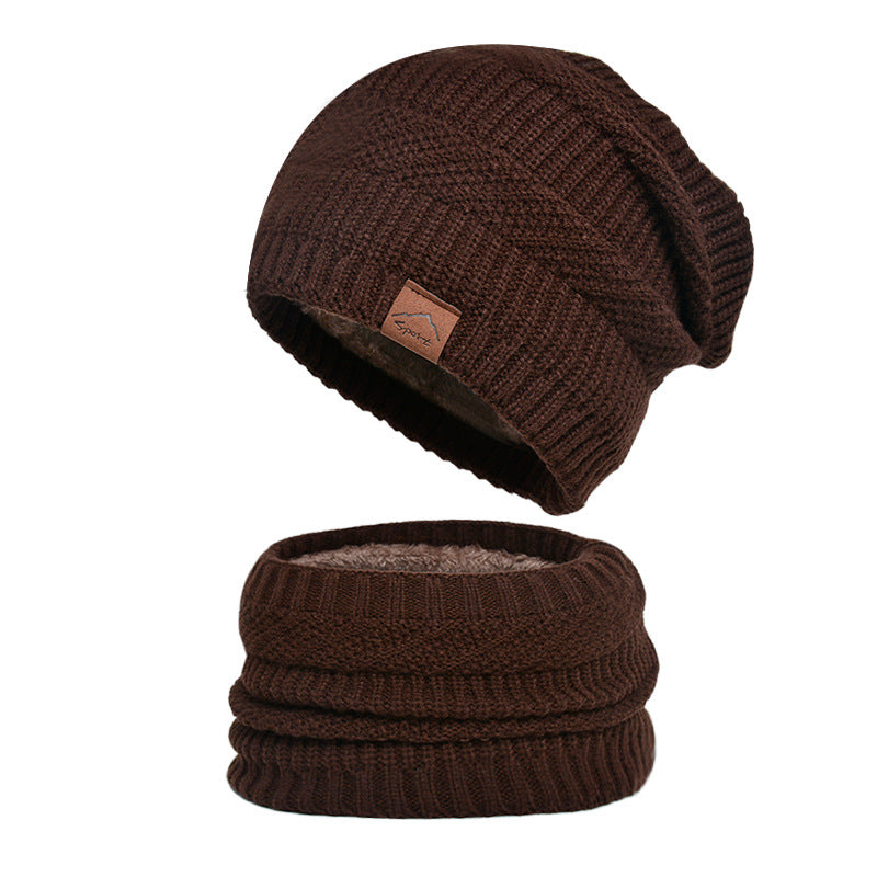 Knitted beanie and scarf set, lined, winter