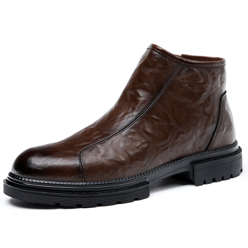 Robust men's leather boots in vintage style