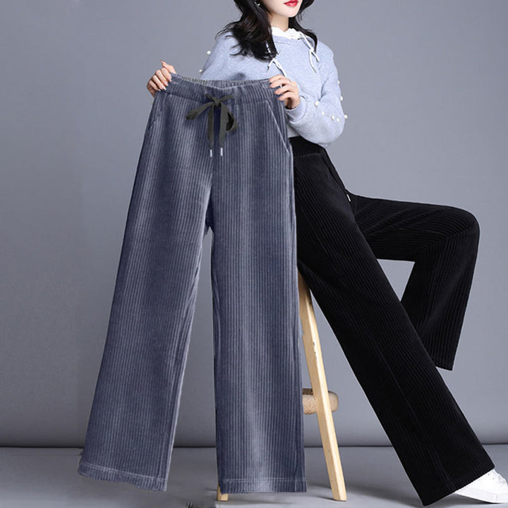 Women's wide-leg corduroy pants, lined