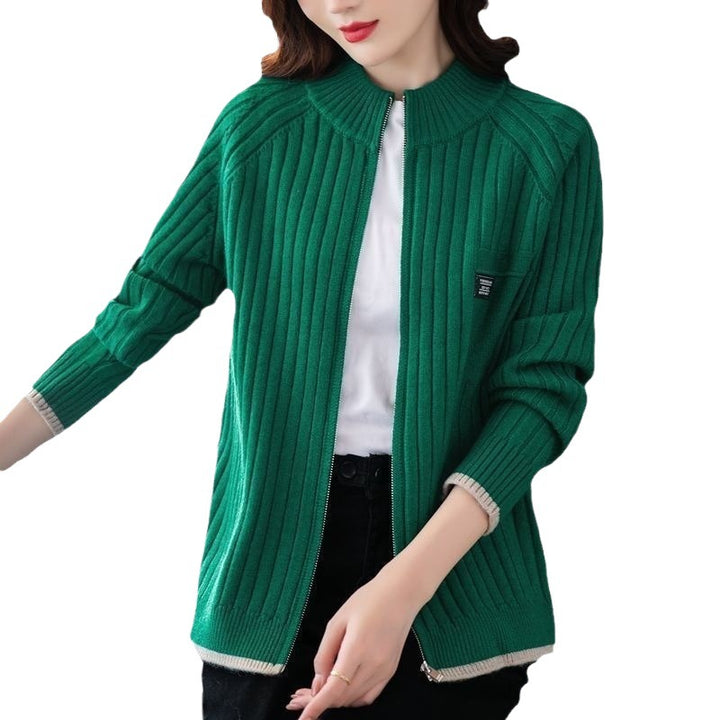 Women's zip-up cardigan, striped