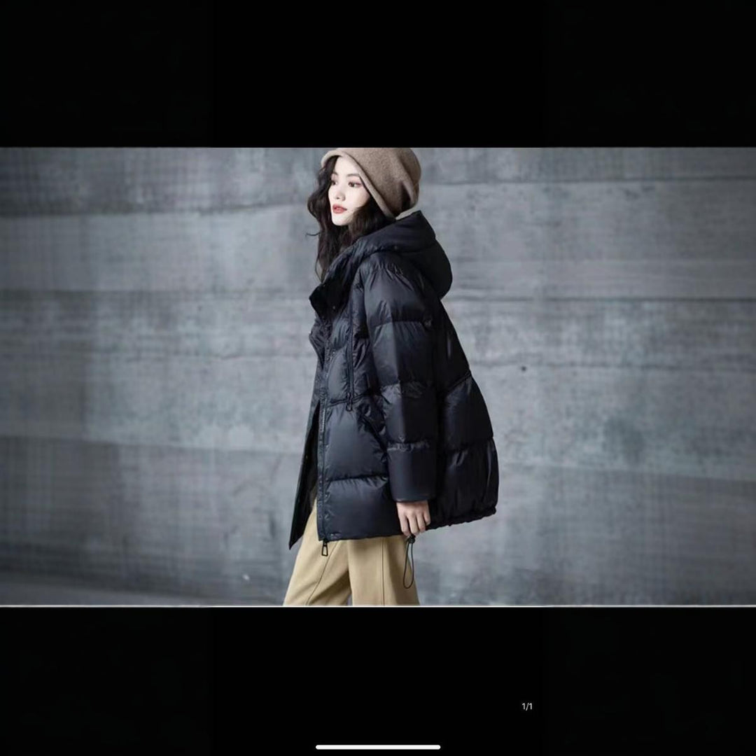 Modern down jacket with hood for women