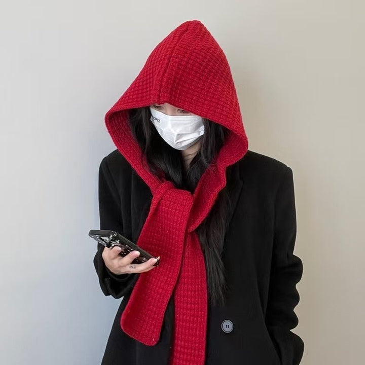 Hooded scarf combination, knit set