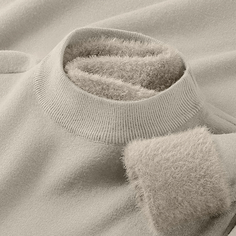 Men's pullover with standing collar made of modal wool blend