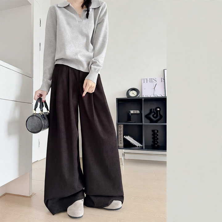 Padded corduroy suit pants with high waist