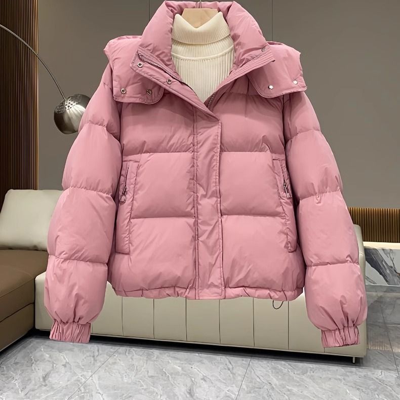Women's padded jacket, short, with hood, plus sizes