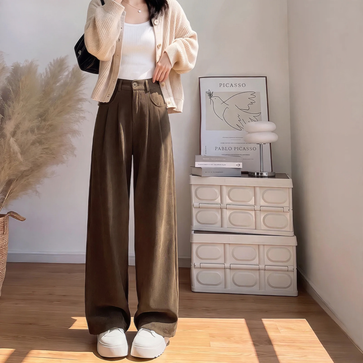 Women's corduroy trousers, straight cut, autumn