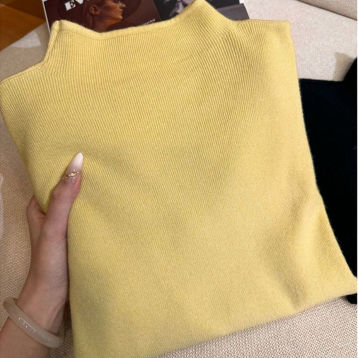 Women’s knit sweater with stand-up collar