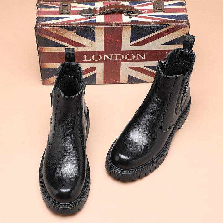 Modern men's ankle boots with platform sole