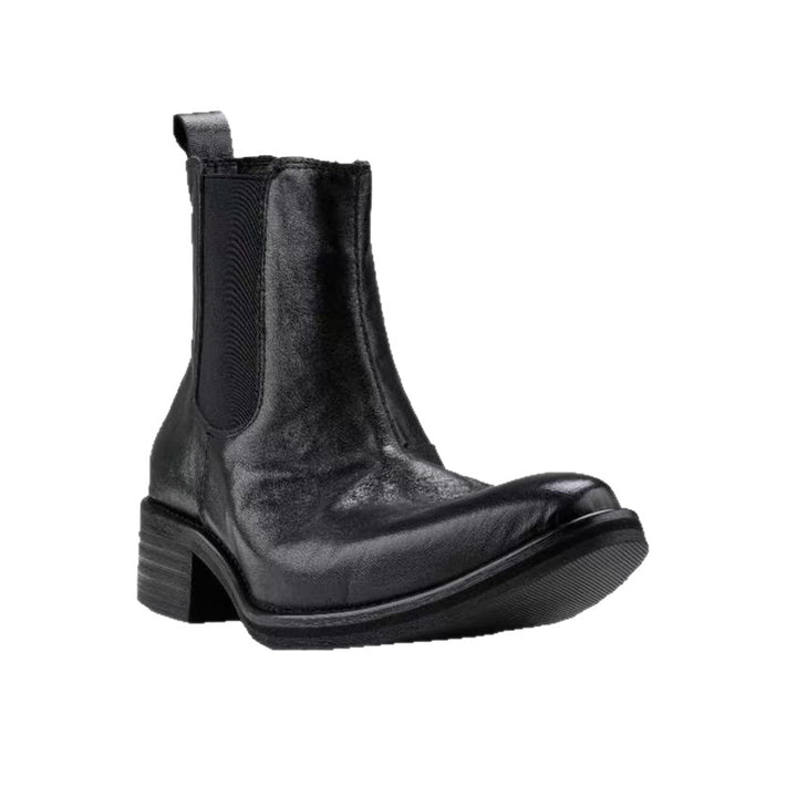 Elegant men's leather ankle boots with wedge heel