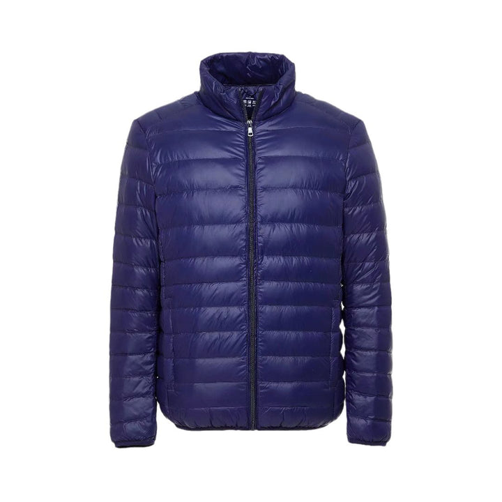 Simple men's down jacket with stand-up collar