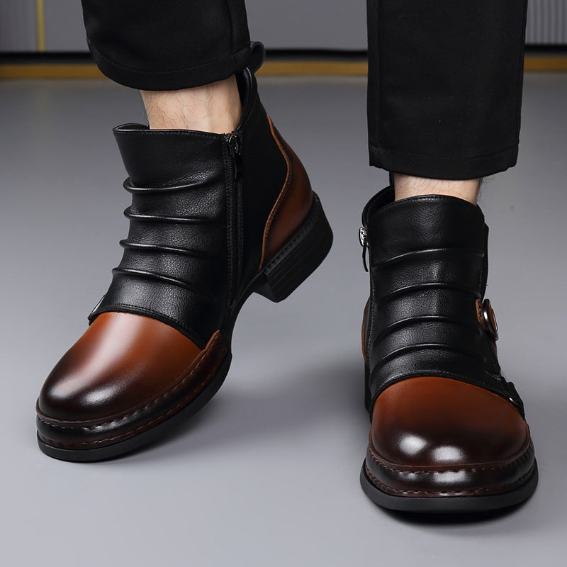 Men's Chelsea-style ankle boots with side zipper