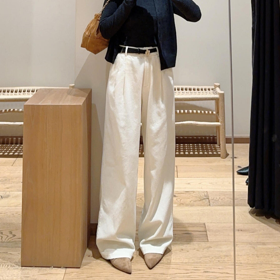 Women's corduroy trousers, straight cut, cotton, French style