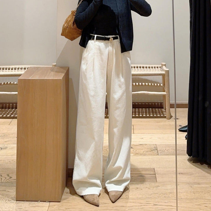 Women's corduroy trousers, straight cut, cotton, French style