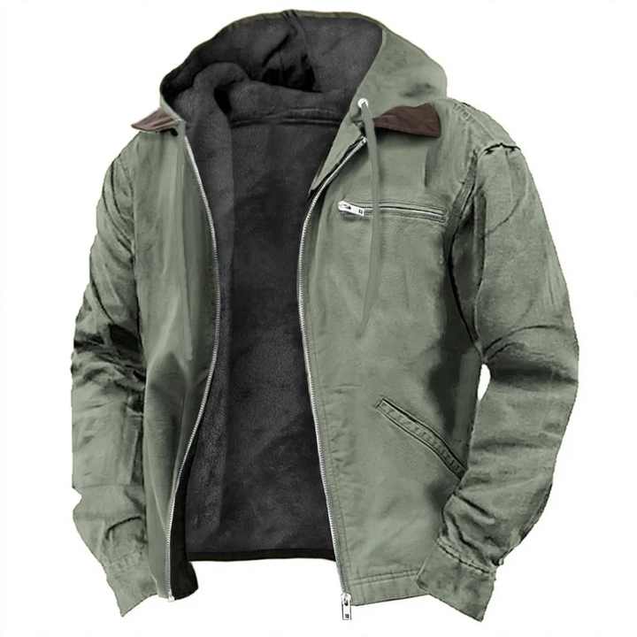 Men's hooded jacket, padded, with zip pockets