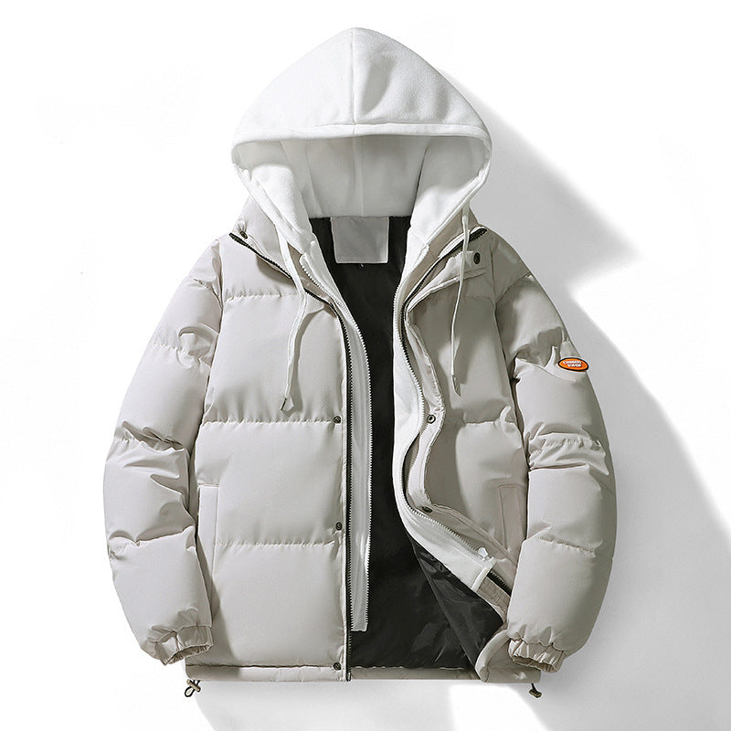 Padded hooded jacket for men, in a layered look