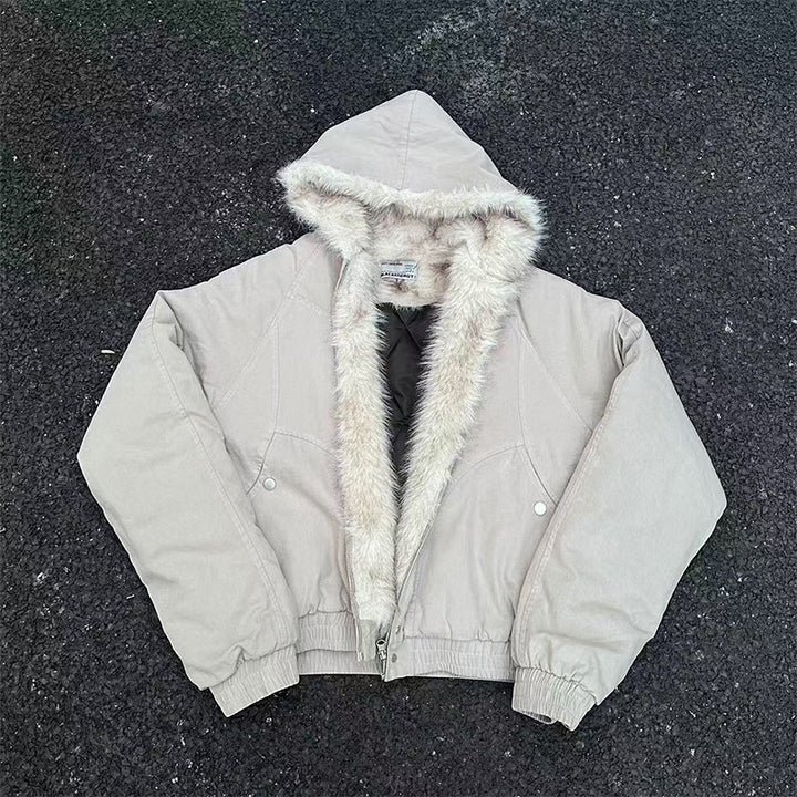 Men's winter jacket, short, with hood and fur collar