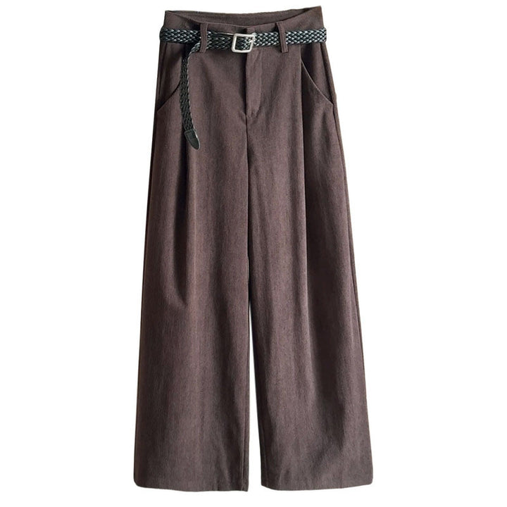 Ladies' corduroy pants with wide leg and high waist