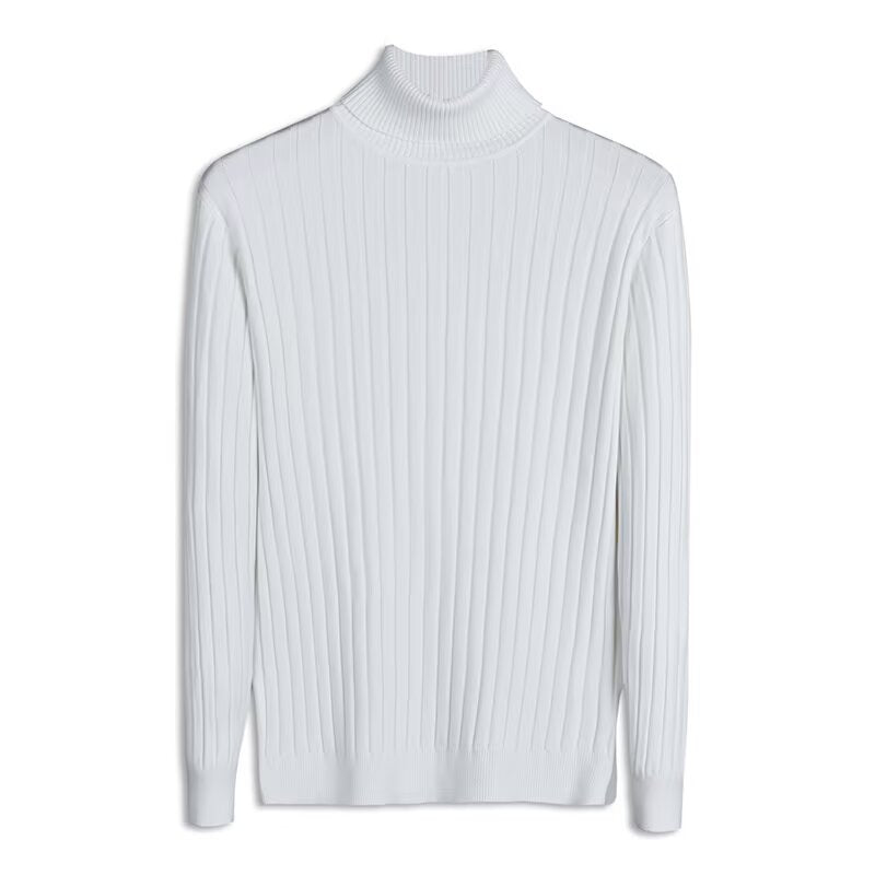 Men's knitted sweater with foldable stand-up collar